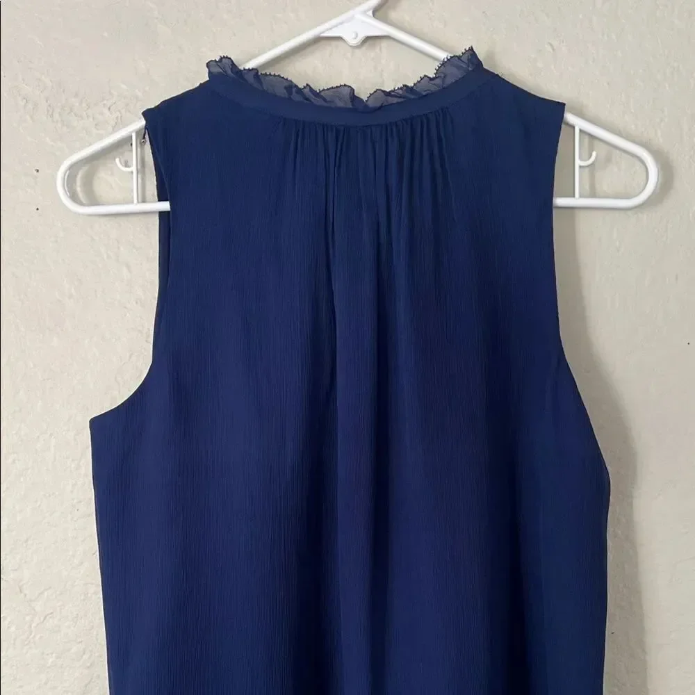 Like New! J. Crew 100% Silk Navy Sleeveless Blouse in Size 6